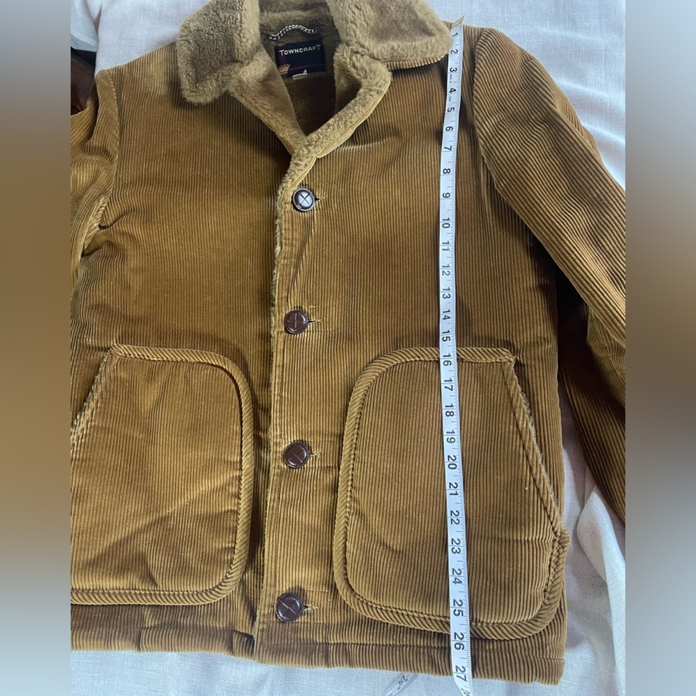 Vintage 70s Corduroy Faux Fur Sherpa Lined Towncraft Rancher Coat Jacket - Picture 15 of 16